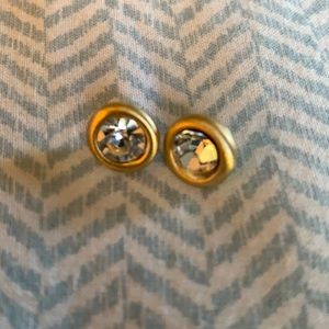 Gold plated round earrings with rhinestones
